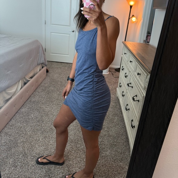 Blue Ruched Bodycon Mini Dress - Picture 2 of 11